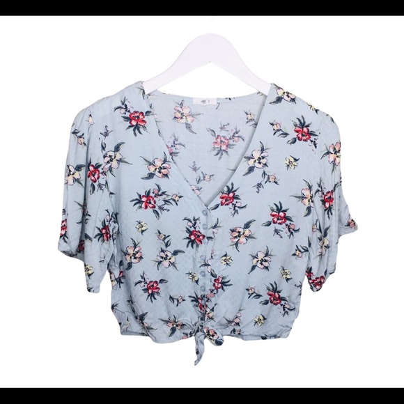 ARDENE Boho Woven Button Down Crop Blouse With Tie Front Mint Green Size Small - Picture 3 of 10